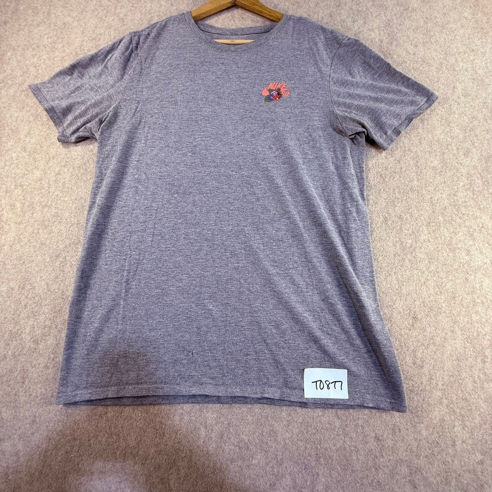 Nike SB Womens Floral Logo T-Shirt Gray Heather Athletic Cut Short Sleeve‎ Tee M